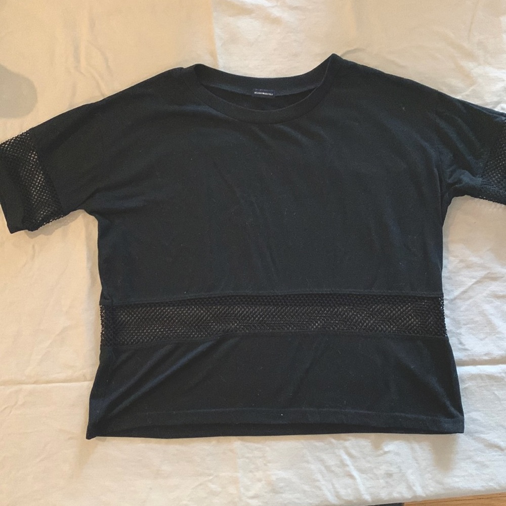 Brandy Melville black mesh cropped shirt